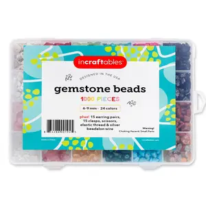 Incraftables 1000pcs Chip Crystal Beads (24 Colors Gemstones). Best Rock Beads for Jewelry Making, Rings & DIY Crafts. Bulk Natural Stone Chip Beads w/Spacer Bead, Earrings & Bracelet Wire (6-9 mm)