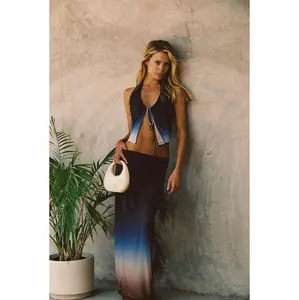 Women's Sina Midnight Ombre Mesh Maxi Skirt, Breathable Maxi-Length Bottom for Beach Wear