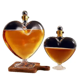 Small/Large 500/1000ML borosilicate glass heart-shaped sparkling wine bottle thickened design personalized art wine bottle heart-shaped glass empty wine bottle