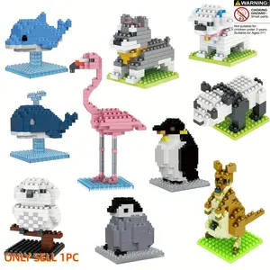 Micro Particle Animal Building Block Set Model Creative Building Blocks Whale Dolphin Penguin Flamingo Owl Panda DIY Mini Assembly Toy Educational Gift