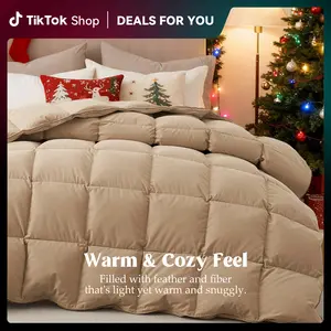 PEACE NEST Super Fluffy Goose Down Comforter - All Season Duvet Insert Quilt Twin/Full/Queen/King Sizes Medium Warm Cozy Blanket Machine Washable Tiktok Shop Black Friday