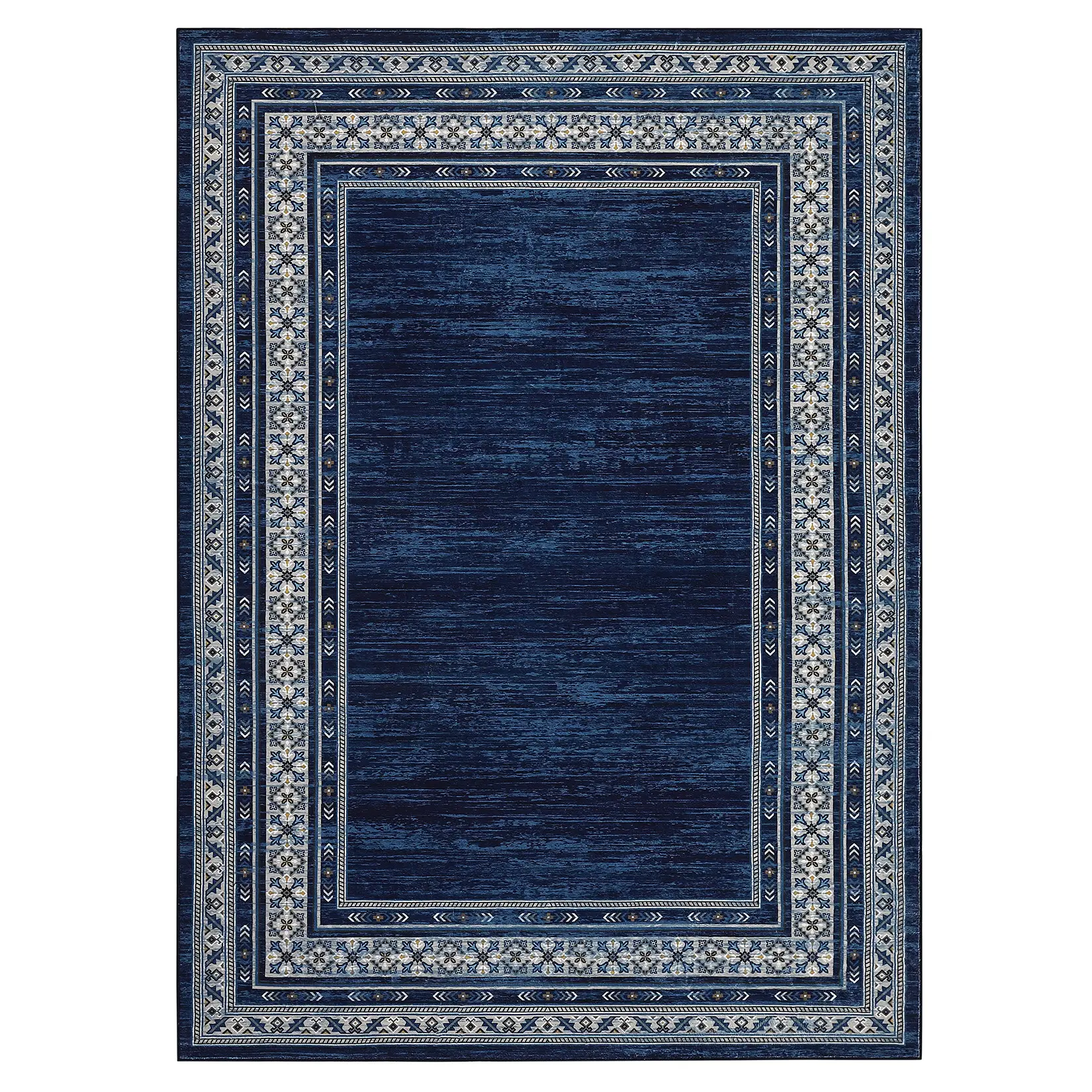 2-Pack Modern Geometric Runner Rugs, 6 ft Rectangular Polyester Rugs with Geometric Border Print, Machine Washable for Hallway, Entryway, Modern Geometric Rug