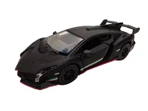 KINSMART 1:36 Scale Lamborghini Veneno Die Cast Metal Toy Car with Openable Door & Pull Back Action, Black, 5 Inches Long, Officially Licensed