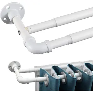 Double Curtain Rods for Windows 48 to 84, 1 inch Matte White Wrap Around Heavy Duty Blackout Dual Drapery Rods
