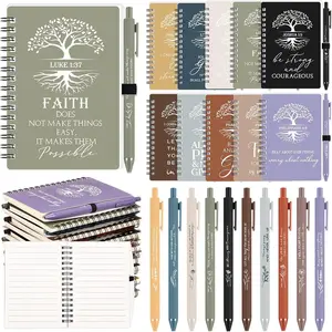 20 count Fathers Day Christian  Bulk for Women, Motivational Church Prayer Journal  Verse A6 Spiral Notebook with Ballpoint Tree Life Religious  for Men Teacher (Neutral Color)