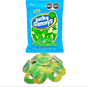 Lucky Gummy Apple Rings - 1kg Bag of Double Layered Gummy Candy with Apple Flavor