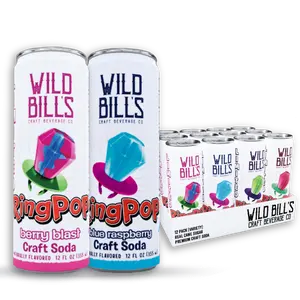 Wild Bill’s Craft Soda Variety Pack – Ring Pop Soft Drinks – Watermelon, Strawberry, Berry Blast & Blue Raspberry – Pure Cane Sugar, No HFCS, Caffeine Free, Vegan, Gluten Free - 12 Oz Cans 12 Pack Beverage