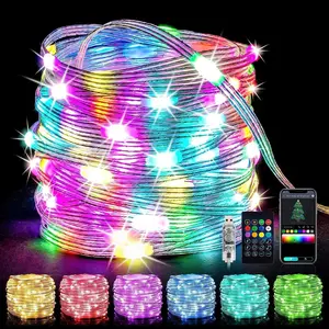 Smart Fairy  Lights, 33ft 100 LED - APP & Remote, USB Powered, music sync,16Modes, Multicolor Deco for Christmas Bedroom Parties