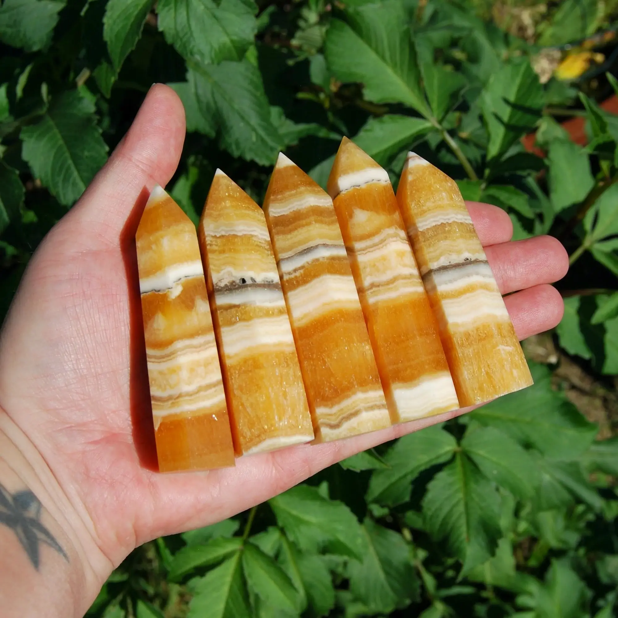 ONE Banded Orange Calcite Crystal Tower, Pakistan