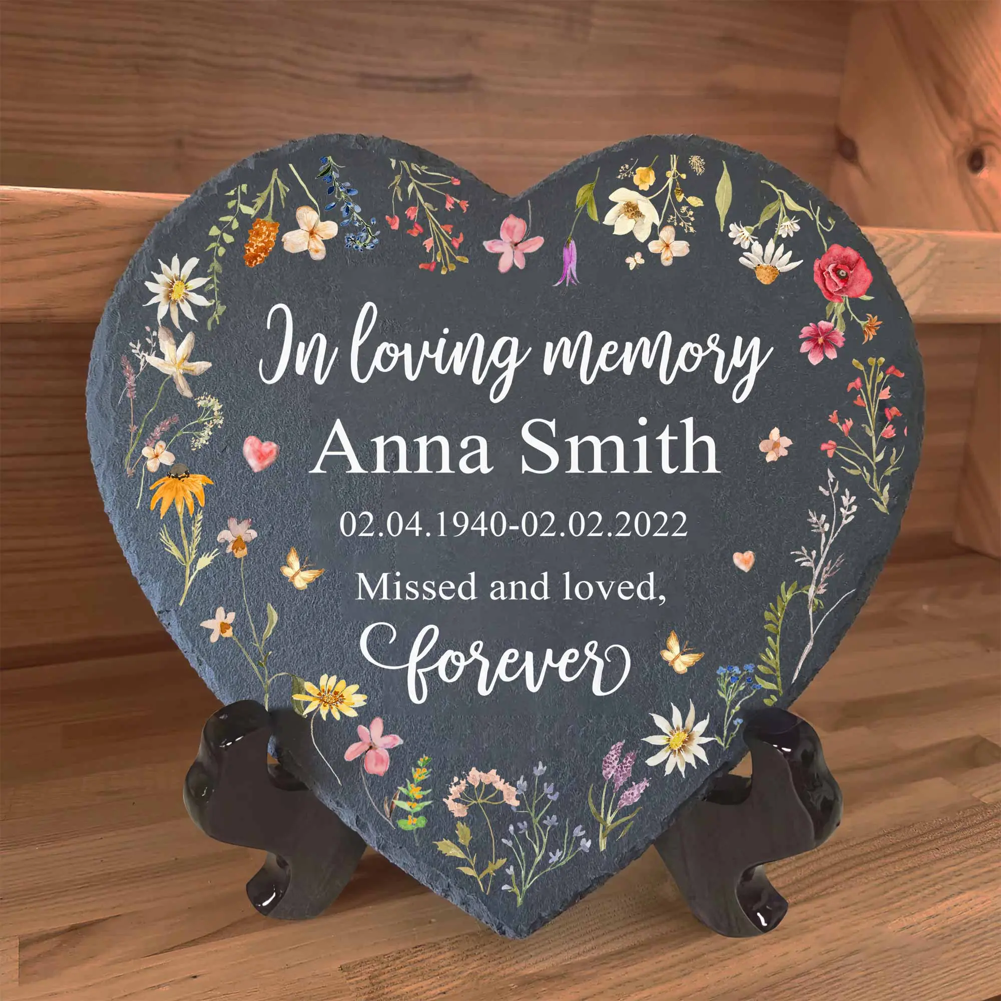 Personalized Memorial Slate Stone Plaque, Custom Photo Remembrance Gift, Sympathy Gift for Loss of Loved One, In Loving Memory Keepsake, In Loving Memory Gift, Sympathy Keepsake for Mom Dad Husband Wife Pet, Bereavement Funeral Remembrance Decor