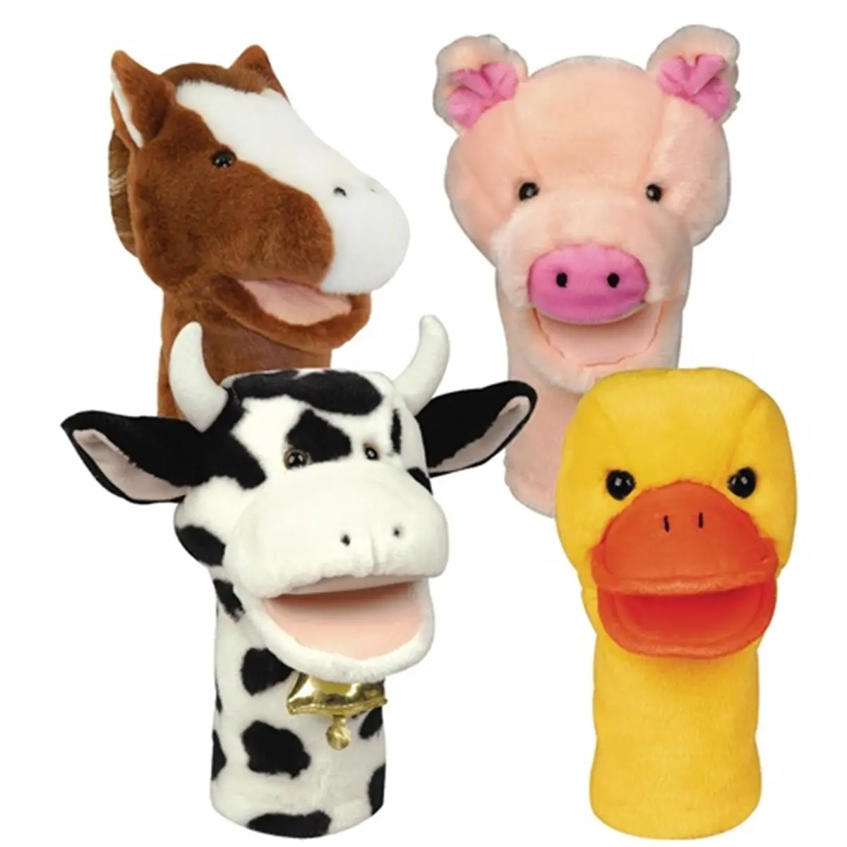 212 MAIN Surface Washable Plush Farm Animal Stuffed Puppets - 12" Tall Interactive Toys for Dogs, 3-4 Years Old, Sensory Activities (Pig, Cow, Duck, Horse) Cat Pet Accessories