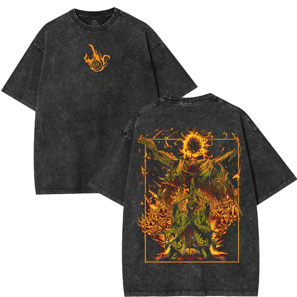 Elden Ring Midra Lord of Frenzied FlameOversized Unisex Acid Washed Lightweight Cotton T-Shirt, Gift For Game Fan, Streetwear Comfort Fabric Fit Top