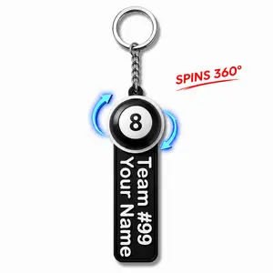 Personalized 8 Ball Keychain, Custom Pool Player Name Tag, 3D Printed Bag Charm
