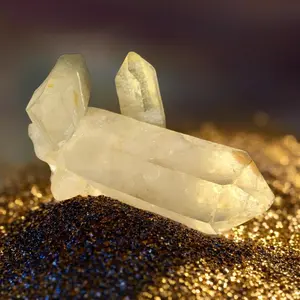 Arkansas Golden Honey Quartz Cluster — Multi-Point Formation (Natural Twin Growth)