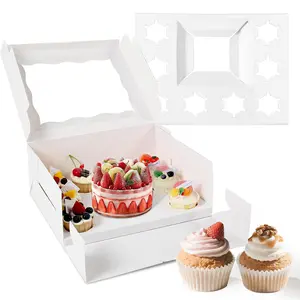 Cake and Cupcakes Bento Box Transparent and Clear Dessert Storage Container with Lid Portable Box for Cakes Cupcakes, Great for Birthdays Parties