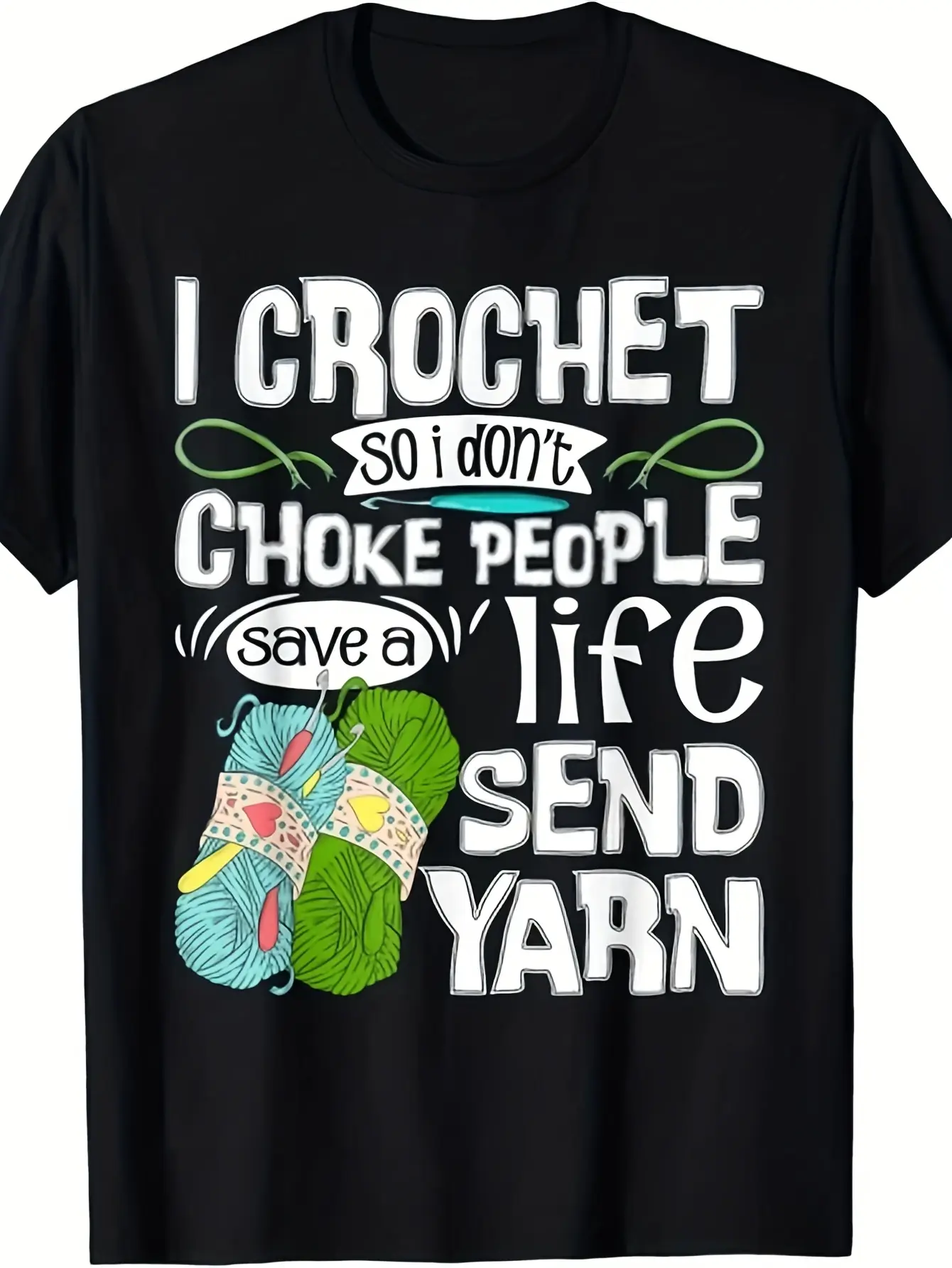 I Crochet So I Don Unisex T-Shirt - Retro Crochet unisex soft cotton short sleeve t shirt, vintage graphic casual tee for men women teens, perfect birthday holiday gift for camping travel gym daily street casual wear