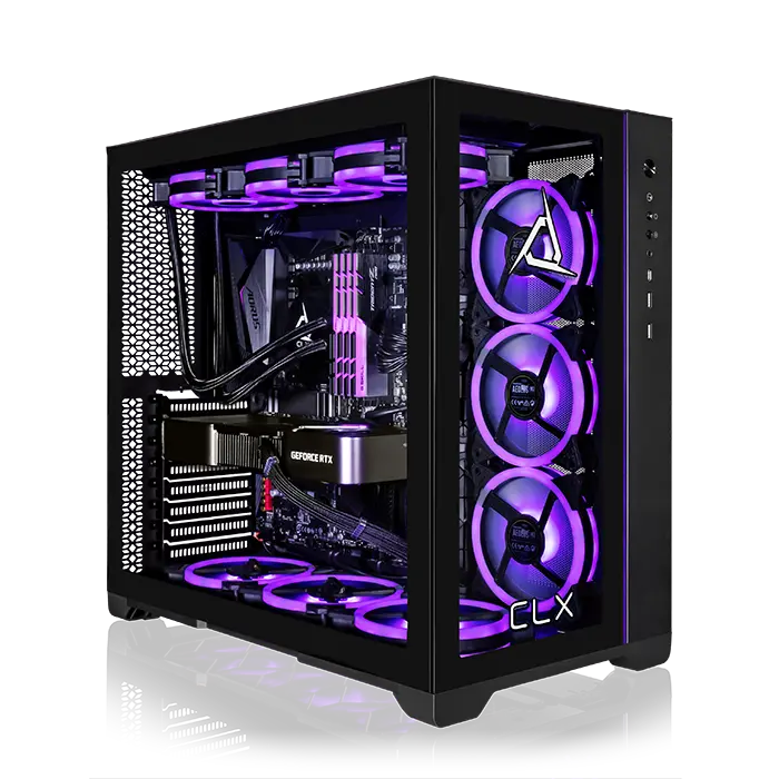 CLX SET Gaming PC -  Intel Core i9 14900KF 3.2GHz 24-Core Processor, 64GB DDR5 5600 RGB Memory, GeForce RTX 5070 12GB GDDR7 Graphics, 2TB NVMe M.2 SSD, 6TB HDD, 360mm AIO, WiFi, Neo Qube Dual Chamber ATX Black, 9 RGB Fans, Windows 11 Home 64-bit