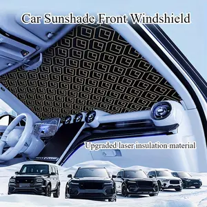 Upgraded Laser Insulation Car Sunshade-Thickened Five-Layer Front Windshield Heat Blocker With Diamond Pattern, Fit ForAllVehicles, Golden/Black Design For Stylish Sun Protection, Vehicle Heat Shield | Stylish Car Accessory | Premium Quality Material