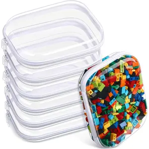 6 Pcs Clear Hard Zipper Case Hard Zipper Pouches Makeup Bag Pencil Pouches Transparent for Snacks Organizer Box for Travel(Clear,7.87 x 5.9 x 2 Inch)