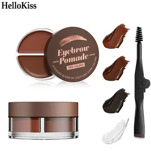 Waterproof Dual-Color Eyebrow Pomade, Long-Lasting Brow Cream with Brush, Smudge-Proof Natural Brow Makeup for All Skin Tones.