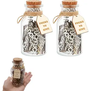 2 Pack Jar Fucks Fidget , Fucks to Give Jars  Decor, Funny Wooden  in a Jar Bad Mood Vent Office Desk Accessories for Work Christmas Valentines Day