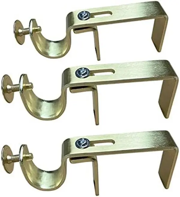 NoNo Bracket - No Drill Curtain Rod Bracket Attachment over Blinds (Gold Set of 3)