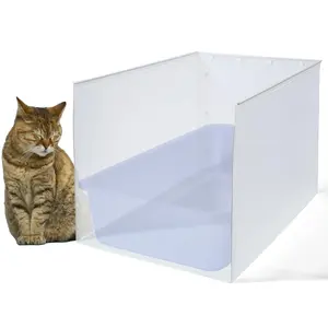 JIMEIQI Litter Box Shield, 23.6"x15.7"x15.7"(Height) High Sided Cat Litter Box Pee Shields Without Leaking, Foldable Extra Large Cat Litter Box Enclosure Easy Clean