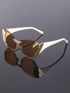 New Frameless Rectangular Fashion Glasses, Unique Design, Versatile High-End Style, Unisex Daily Wear Decorative Eyewear