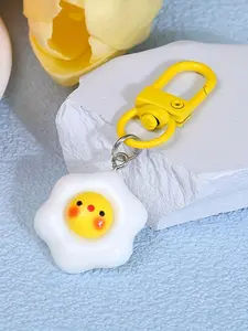 3/10Pcs soft and cute keychain simulation poached egg cheese pendant bag pendant cute school bag accessories keychain
