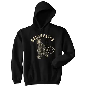 Gassquatch Unisex Hoodie Funny Fart Sasquatch Gassy Bigfoot Joke Hooded Sweatshirt Unisex Vintage Fashion Hoodies Funny Adult Humor Pullover Novelty Sweatshirt Black -