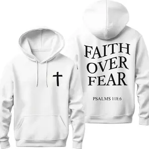 🙏 Faith Over Fear Hoodie – Christian Graphic Sweatshirt with Cross & Scripture Quote, Inspiring Fall Streetwear for Men & Women, Cozy Fleece Pullover for Daily Faith & Comfort✝️ tiktok shop deals  heated rivalry merch graphic hoodies tiktok shop