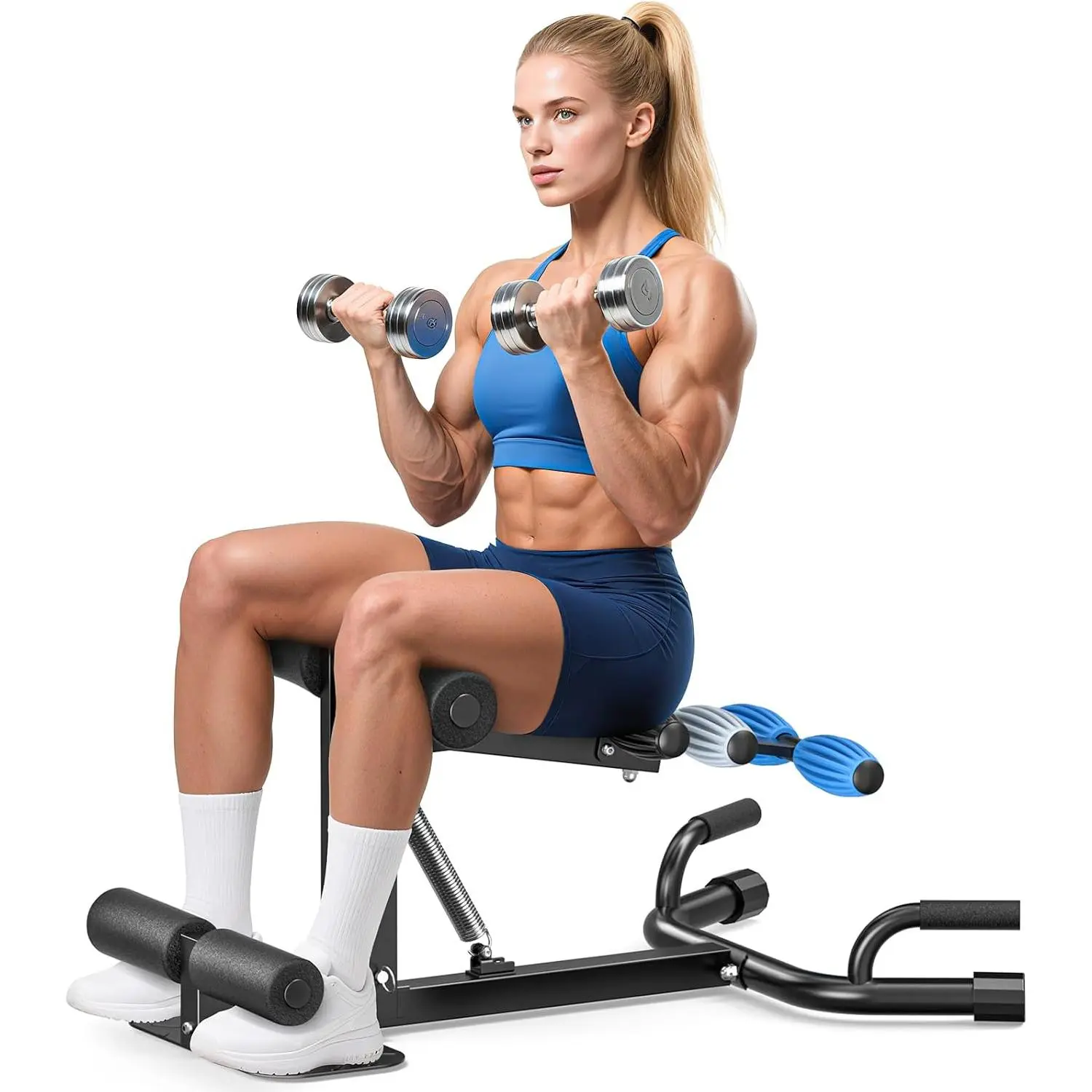 Squat Machine, Sturdy 3-in-1 Glute and Leg Trainer with Adjustable Height and Beginner Support, Foldable for Compact Home Gym Storage, Compact Storage, Easy Assembly, Stable Base, Supports Up To 300Lbs