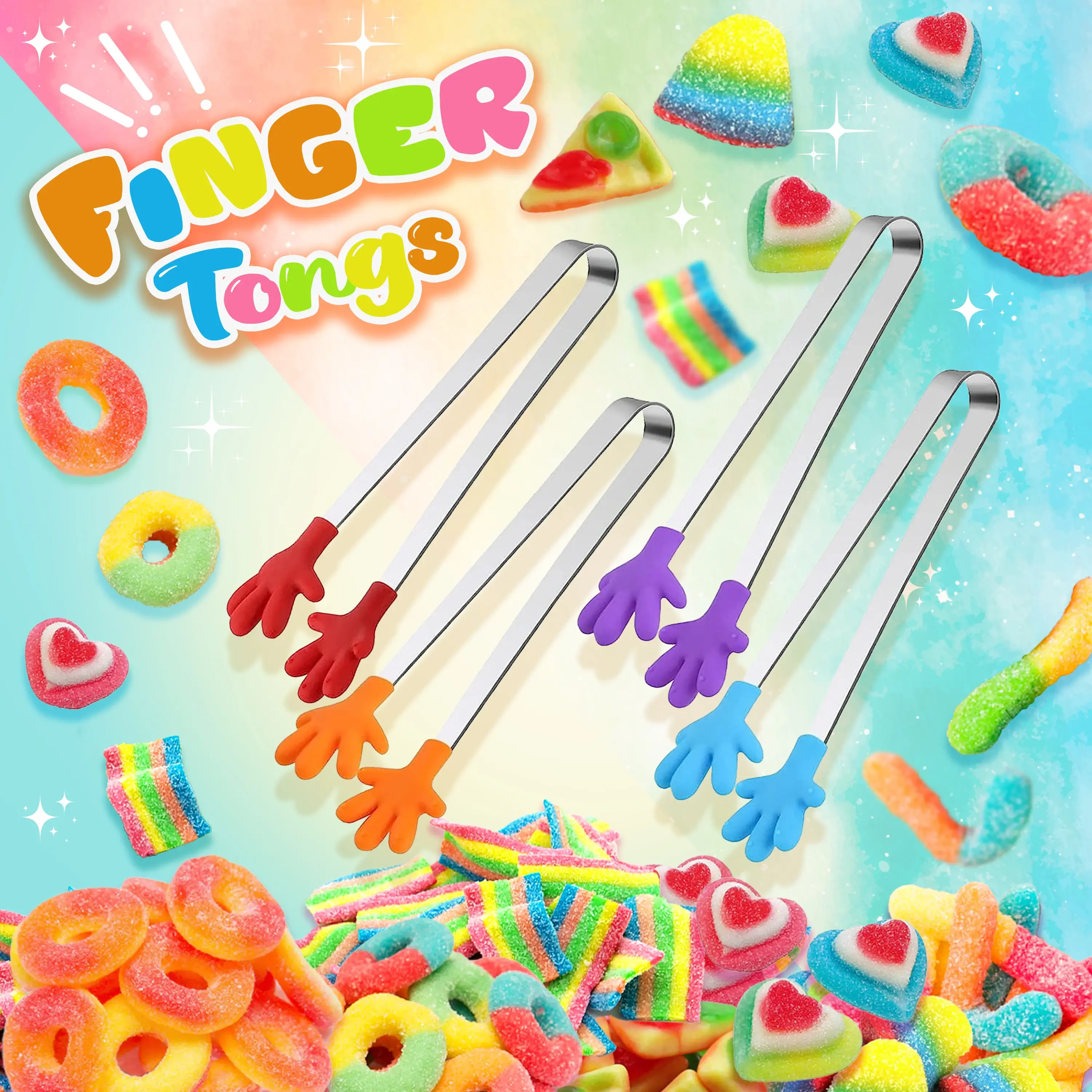 Hand-Shaped Kitchen Dessert Tool, Candy Tongs with Finger Clip - Burrito, Gushers, Gum Grabber for Soft Candy Mixtures & Mexican Wraps, Grabbing Candy, Gummy Mixes