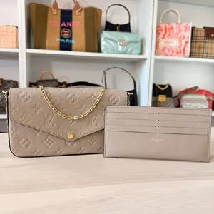 Pre-owned Louis Vuitton Leather Shoulder Bags Monogram Empreinte Pochette Felicie Turtledove