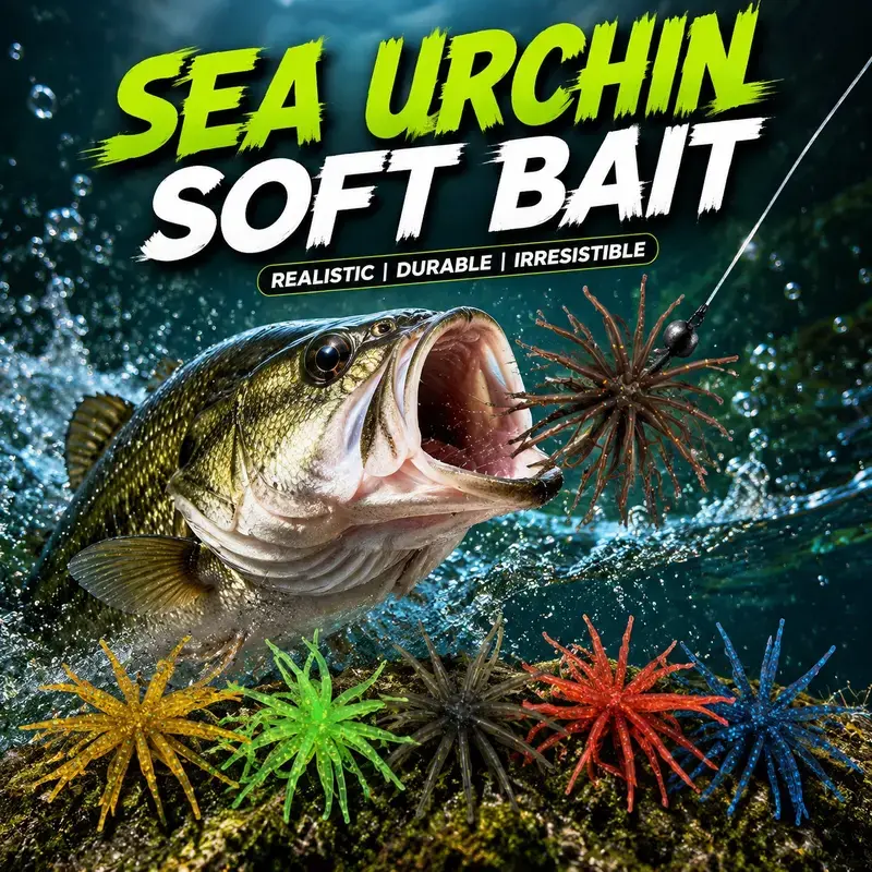 20PCS Fishing Lures for Freshwater – Realistic Sea Urchin Bait, Floating Artificial Fishing Lures with Lifelike Details, Durable Soft Bass Baits