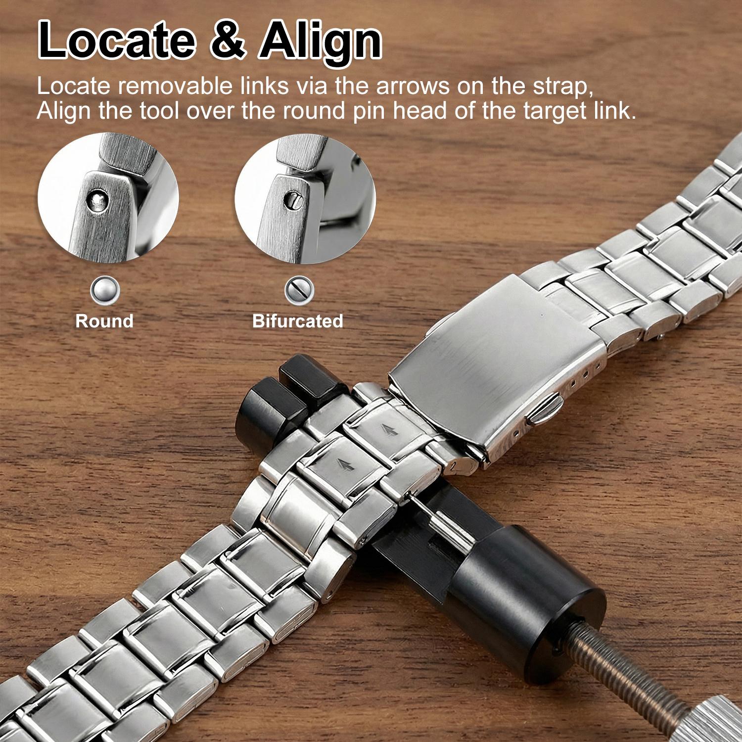 Watch Link Removal Kit, Watch Band Sizing Toolfor Watch Strap Adjustment, Watch PinsReplacement, Watch Hammer