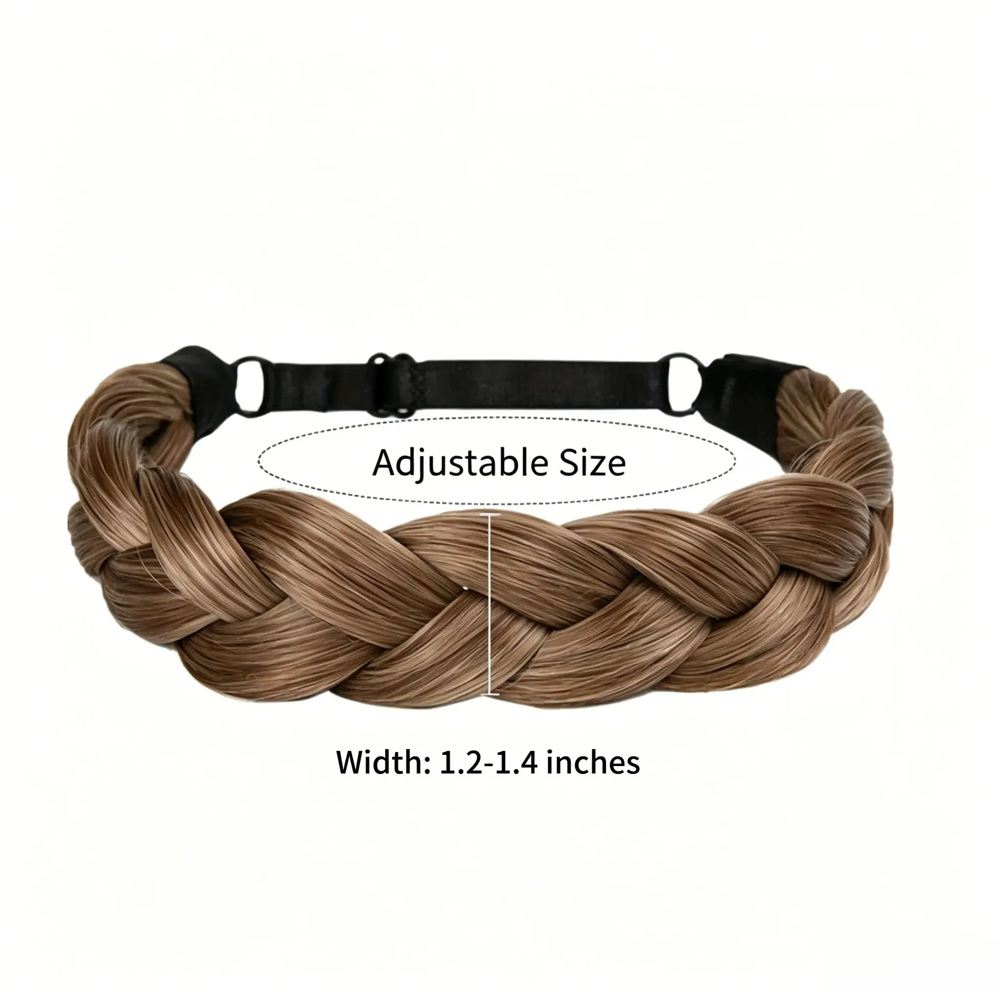 European American Hand‑Braided Headband Wig, Faux Hair Fishbone Braid Twist Headband, Fashion Synthetic Braided Hair Hoop for Women Daily Decor