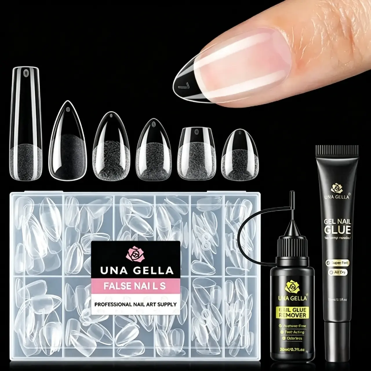 UNA GELLA 216PCS Half Cover No Buffer Nail Extension Kit - No Curing Light All-In-1 DIY Salon Manicure Set for Beginners, 15ml Non-Runny Semi Solid Glue, Remover, Built-In Curve Clear Press-Ons, Nail Art Supplies sohochic UNA GELLA 216PCS Half Cover No Buffer Nail Extension Kit - No Curing Light All-In-1 DIY Salon Manicure Set for Beginners, 15ml Non-Runny Semi Solid Glue, Remover, Built-In Curve Clear Press-Ons, Nail Art Supplies sohochic