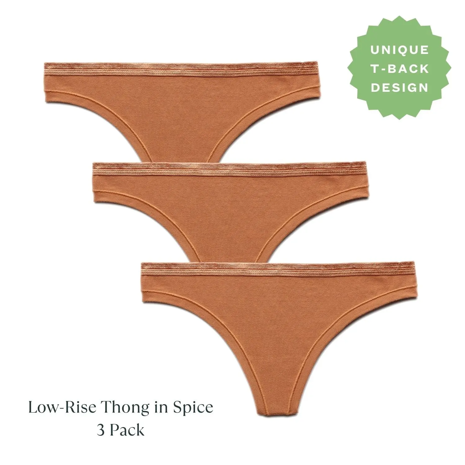 SUBSET Organic Cotton Low-Rise Thong in Spice 3-Pack - Women's Everyday Soft Underwear