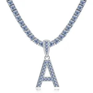 Moissanite Letter Initial Pendant A-Z | 1ct VVS D Color | 925 Silver | With Chain
