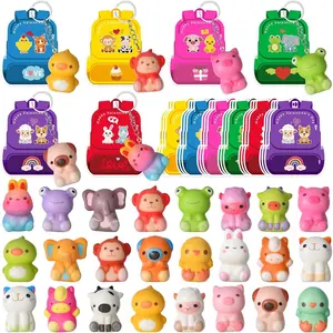 24PCS Valentines Day Cards with Animal Squishy Toys Keychains Slow Rising Stress Relief Toys for Kids Valentine’s Day Party Favors School Classroom Exchange Gifts