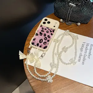 New 2-Piece Set Sequin Leopard Print Phone Case Cover + Lanyard, Fits iPhone 17/17 Pro Max/17 Air/16/15/14/13/12/11 Series, Creative Protection, Accessories