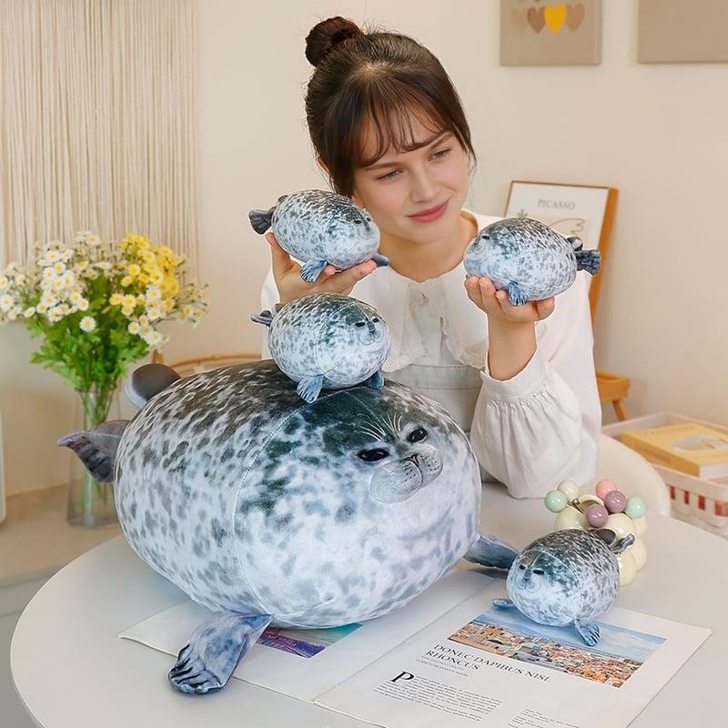 Cute Fat Seal Plush Toy with Baby, Soft Stuffed Animal Pillow, Perfect Gift for Kids and Adults, Comfortable Hugging Companion