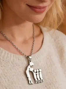 Mother's Day Gift Stainless Steel Family Silhouette Pendant Necklace Design