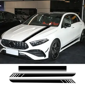 Car Hood Decal Side Stripes Skirt Sticker Side Decals For Mercedes Benz A Class A45S W177 V177 A35 A45 W176 AMG DIY Decoration Accessories