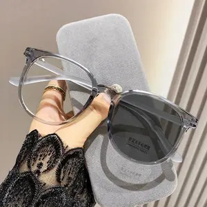 Fashion Intelligent Photochromic Glasses Men Women Color Changing Myopia Eyeglasses Unisex Round Travel Sunglasses 0-1.0-4.0