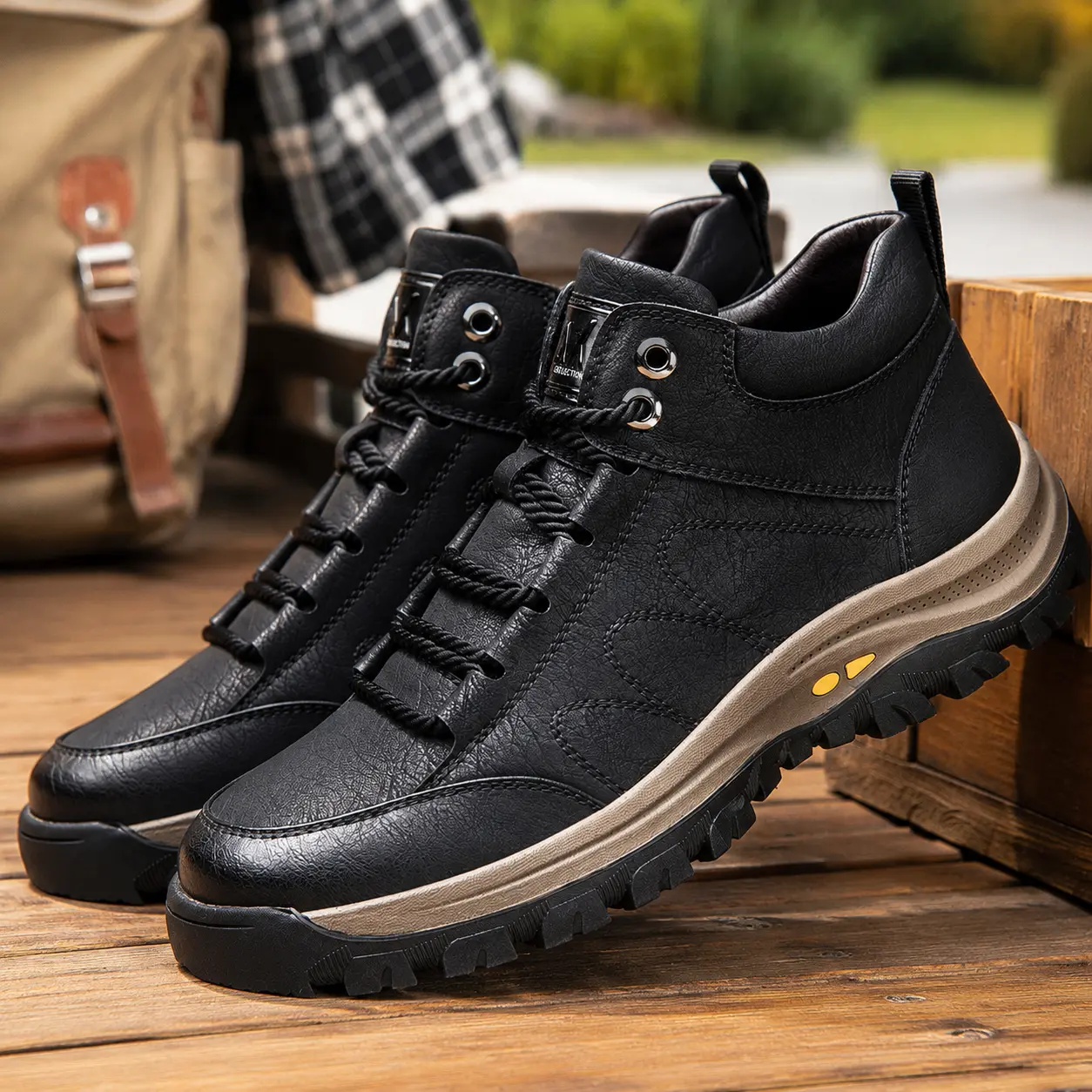 Men's Work Boots Comfortable Lace-Up Ankle Boots with Cushioned Anti-Slip Sole, Pu Leather, Casual Wear, All Seasons, Everyday Style, Us Sizes, Laces, Men's Accessories, Male, Midsole Design, Hiking Style Shoes, Outdoor Trekking Footwear, Closed, Lightwei