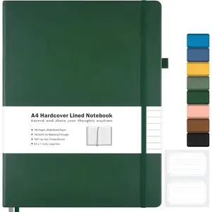 Lined Journal Notebook, 8.5" x 11" Hardcover Notebook for Work, Wide Ruled Notebook Journal for Women Men, 192 Thick Paper, Lay Flat, 2 Pockets, A4 Large Journals for Writing, Green Notebook
