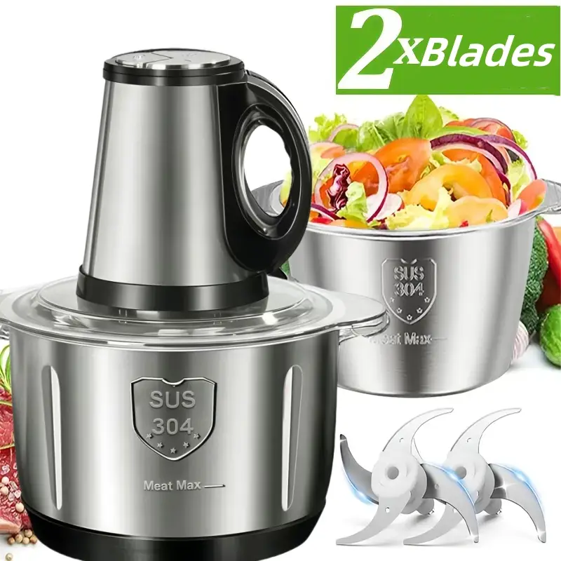 101.44oz High Power Food Processor, Electric Meat Grinder, 304 Stainless Steel Meat Mixer Food Chopper, for Meat, Vegetables, Fruits and Nuts, with 4