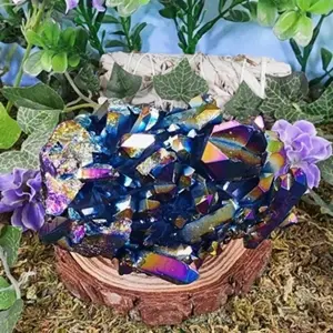 Titanium Aura Quartz Crystal Cluster #2 for Relaxation and Healing